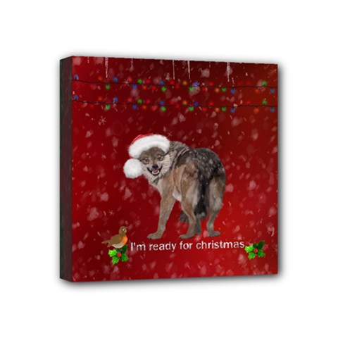 I m Ready For Christmas, Funny Wolf Mini Canvas 4  X 4  (stretched) by FantasyWorld7