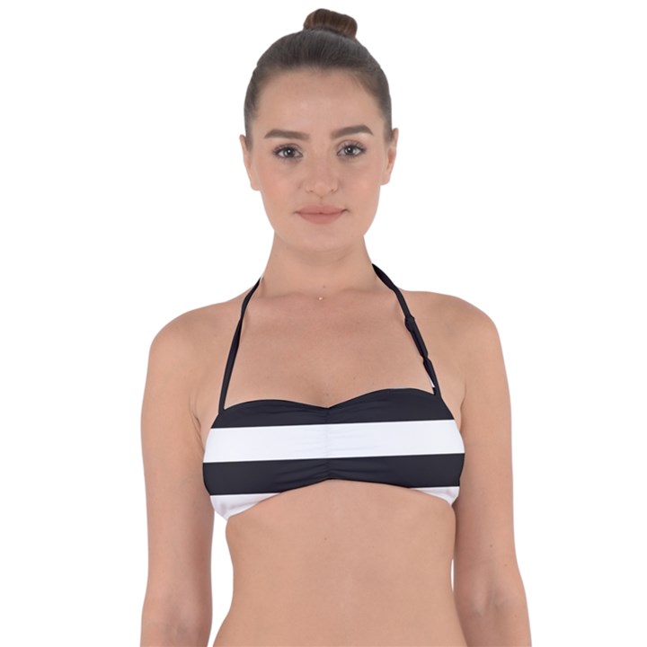 Black and White Large Stripes Goth Mime french style Halter Bandeau Bikini Top