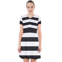 Black And White Large Stripes Goth Mime French Style Adorable In Chiffon Dress by genx