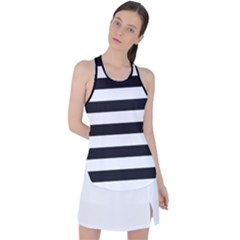 Black And White Large Stripes Goth Mime French Style Racer Back Mesh Tank Top by genx