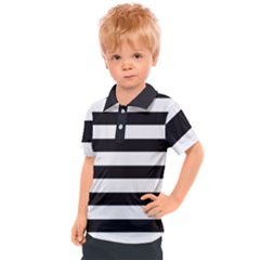 Black And White Large Stripes Goth Mime French Style Kids  Polo Tee