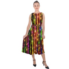 Illustrations Star Bands Wallpaper Midi Tie-back Chiffon Dress by HermanTelo