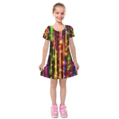 Illustrations Star Bands Wallpaper Kids  Short Sleeve Velvet Dress by HermanTelo