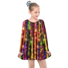 Illustrations Star Bands Wallpaper Kids  Long Sleeve Dress by HermanTelo