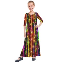 Illustrations Star Bands Wallpaper Kids  Quarter Sleeve Maxi Dress by HermanTelo