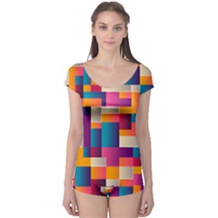 Abstract Geometry Blocks Boyleg Leotard  by Bajindul