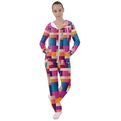 Abstract Geometry Blocks Women s Tracksuit by Bajindul