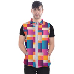 Abstract Geometry Blocks Men s Puffer Vest