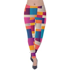 Abstract Geometry Blocks Velvet Leggings