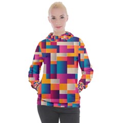 Abstract Geometry Blocks Women s Hooded Pullover