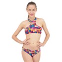 Abstract Geometry Blocks High Neck Bikini Set View1