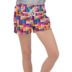 Abstract Geometry Blocks Women s Velour Lounge Shorts by Bajindul