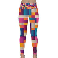 Abstract Geometry Blocks Lightweight Velour Classic Yoga Leggings by Bajindul