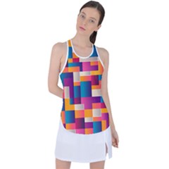 Abstract Geometry Blocks Racer Back Mesh Tank Top