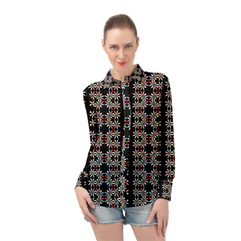 Illustrations Texture Long Sleeve Chiffon Shirt by Mariart