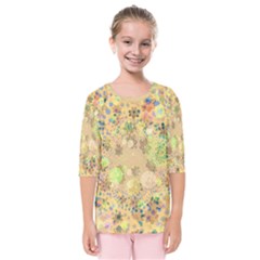 Flowers Color Colorful Watercolour Kids  Quarter Sleeve Raglan Tee