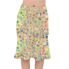 Flowers Color Colorful Watercolour Short Mermaid Skirt