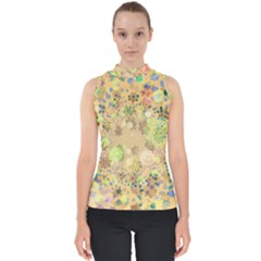 Flowers Color Colorful Watercolour Mock Neck Shell Top