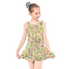 Flowers Color Colorful Watercolour Kids  Skater Dress Swimsuit