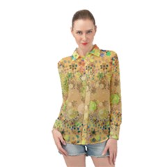 Flowers Color Colorful Watercolour Long Sleeve Chiffon Shirt