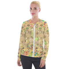 Flowers Color Colorful Watercolour Velour Zip Up Jacket by HermanTelo