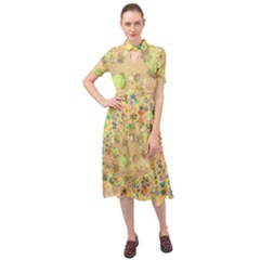 Flowers Color Colorful Watercolour Keyhole Neckline Chiffon Dress by HermanTelo