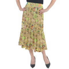 Flowers Color Colorful Watercolour Midi Mermaid Skirt