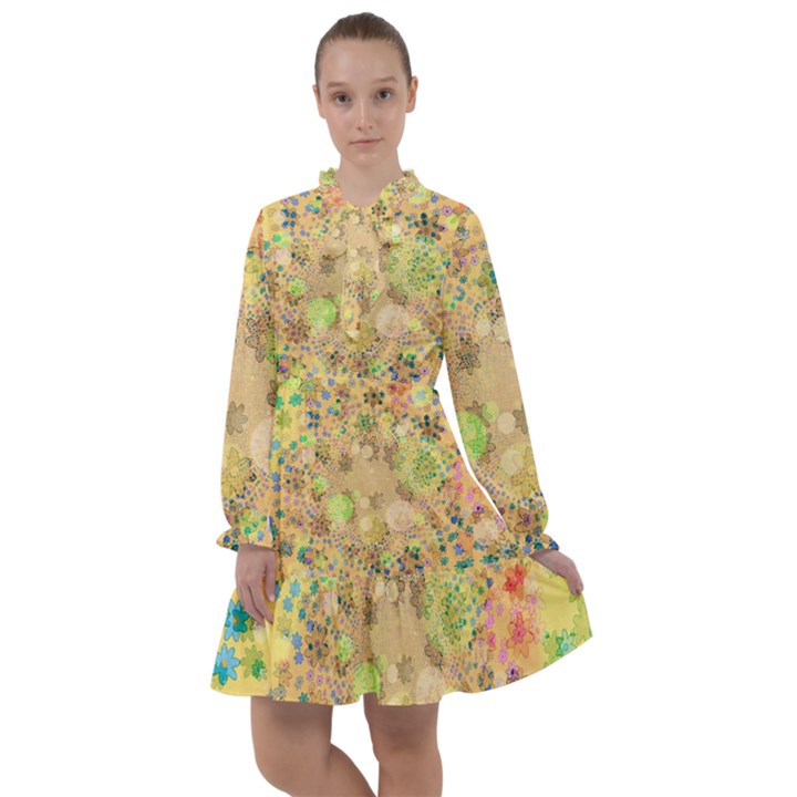 Flowers Color Colorful Watercolour All Frills Chiffon Dress