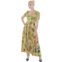 Flowers Color Colorful Watercolour Button Up Short Sleeve Maxi Dress View1