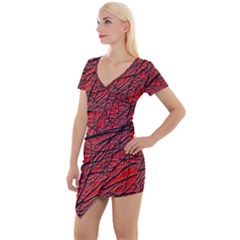 Neurons Cells Train Link Brain Short Sleeve Asymmetric Mini Dress