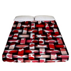 Background Red Summary Fitted Sheet (california King Size)