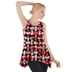 Background Red Summary Side Drop Tank Tunic