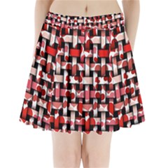 Background Red Summary Pleated Mini Skirt