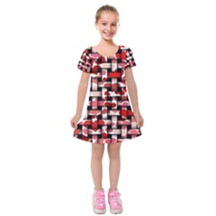 Background Red Summary Kids  Short Sleeve Velvet Dress