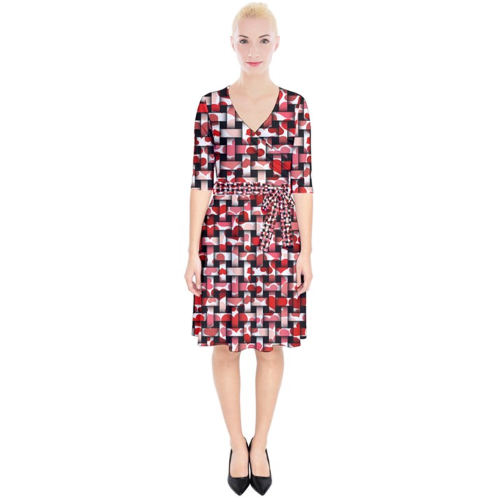 Background Red Summary Wrap Up Cocktail Dress