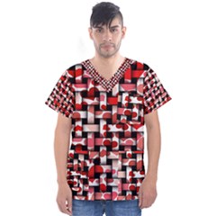 Background Red Summary Men s V-neck Scrub Top