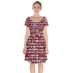 Background Red Summary Short Sleeve Bardot Dress