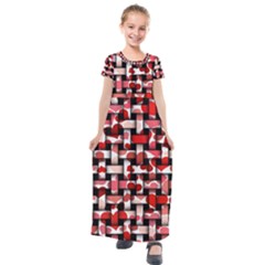 Background Red Summary Kids  Short Sleeve Maxi Dress by HermanTelo