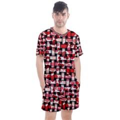 Background Red Summary Men s Mesh Tee And Shorts Set