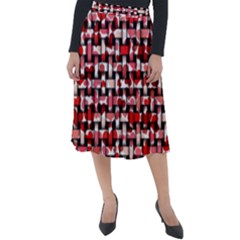 Background Red Summary Classic Velour Midi Skirt  by HermanTelo