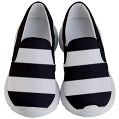 Black And White Large Stripes Goth Mime French Style Kids Lightweight Slip Ons by genx