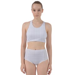 Aesthetic Black And White Grid Paper Imitation Racer Back Bikini Set by genx