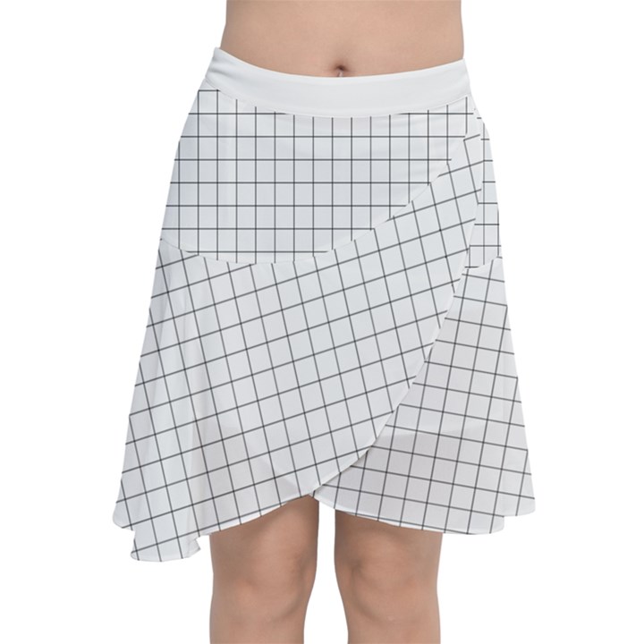 Aesthetic Black and White grid paper imitation Chiffon Wrap Front Skirt