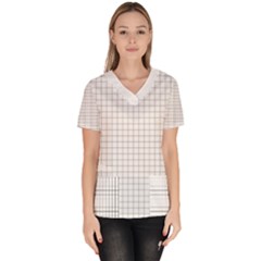 Aesthetic Black And White Grid Paper Imitation Women s V-neck Scrub Top by genx