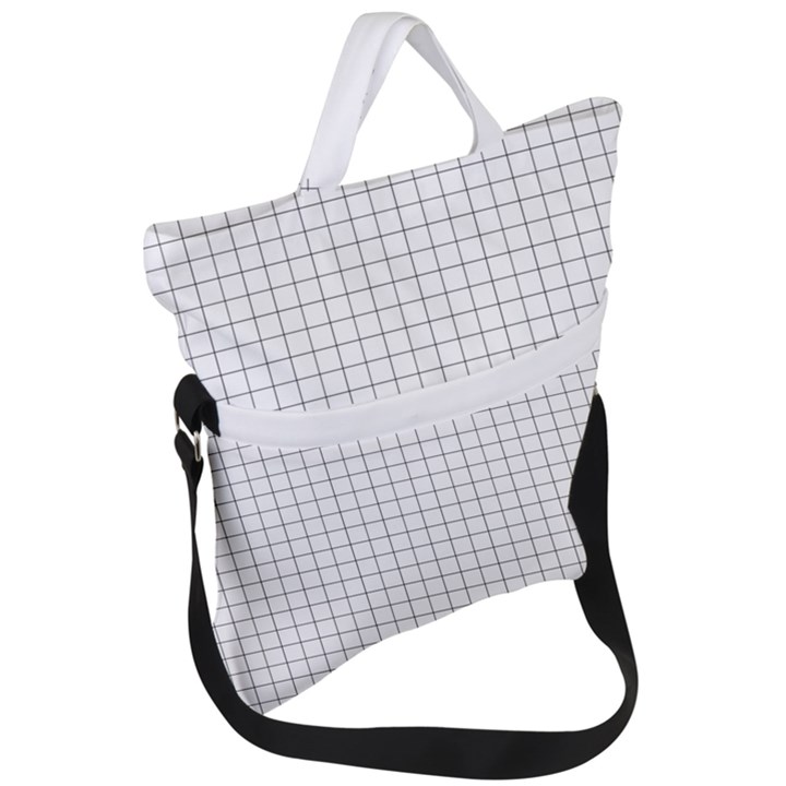 Aesthetic Black and White grid paper imitation Fold Over Handle Tote Bag