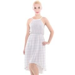 Aesthetic Black And White Grid Paper Imitation High-low Halter Chiffon Dress  by genx