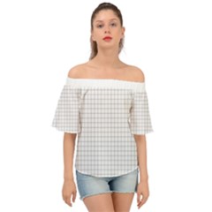 Aesthetic Black And White Grid Paper Imitation Off Shoulder Short Sleeve Top by genx