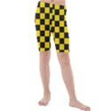 Checkerboard Pattern Black and Yellow Ancap Libertarian Kids  Mid Length Swim Shorts View1