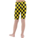 Checkerboard Pattern Black and Yellow Ancap Libertarian Kids  Mid Length Swim Shorts View2