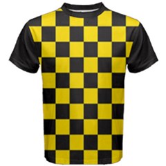 Checkerboard Pattern Black And Yellow Ancap Libertarian Men s Cotton Tee by snek